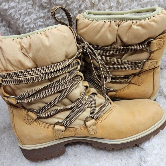 Timberland Winter Tim's in Wheat Leather Sherpa lined Laceup‎ boots sz 9 - Picture 5 of 10